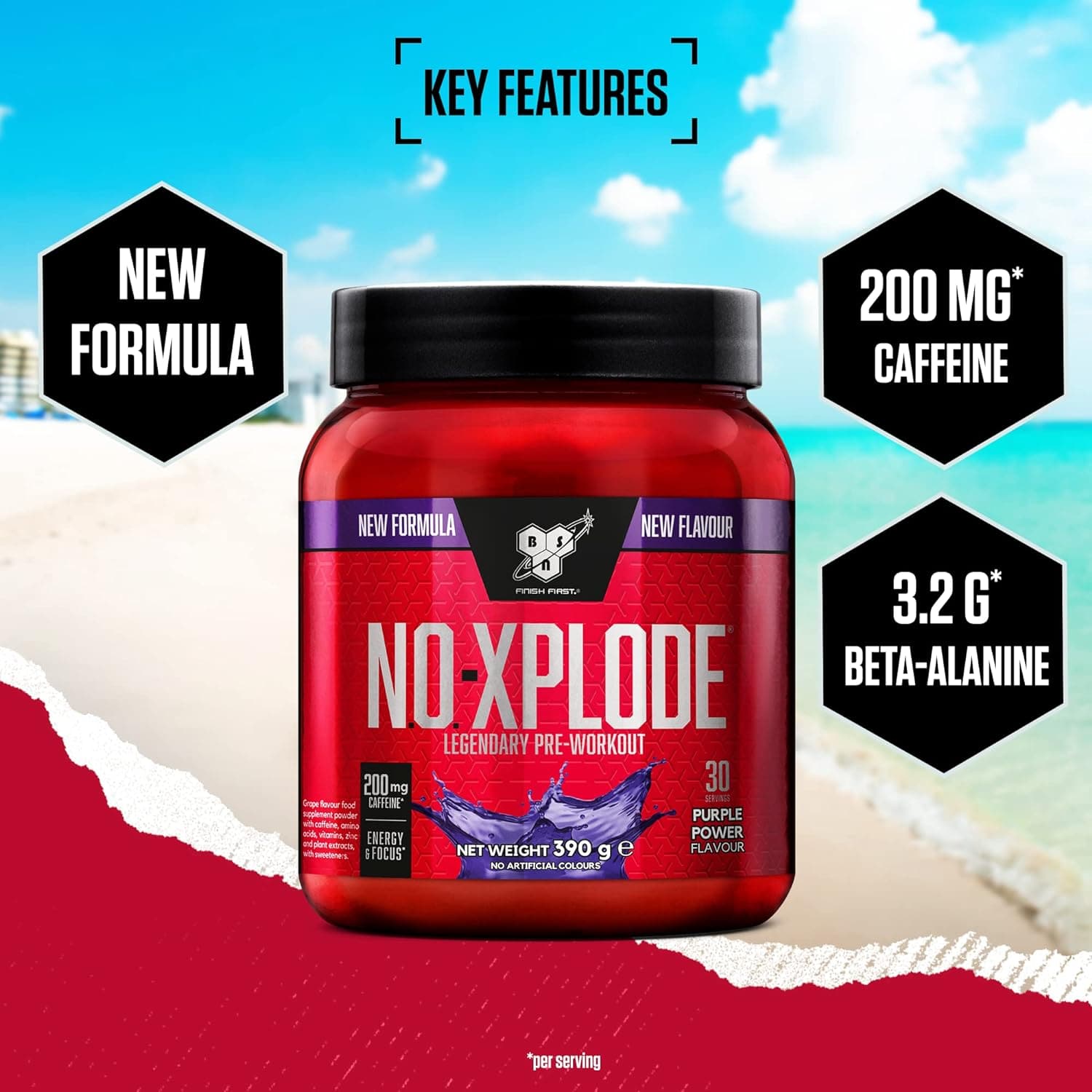Buy BSN Nutrition,BSN Nutrition N.O.-Xplode Pre Workout Powder Food Supplement, Energy and Focus support with Caffeine, Amino Acids, Vitamin C and Zinc, Purple Power Flavour, 30 Servings, 390 g - Gadcet UK | UK | London | Scotland | Wales| Ireland | Near Me | Cheap | Pay In 3 | Health Care